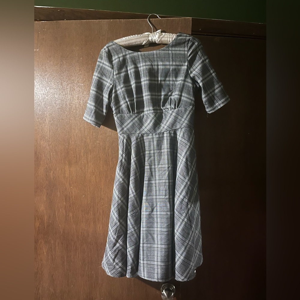 Gray plaid XS Hell Bunny dress.